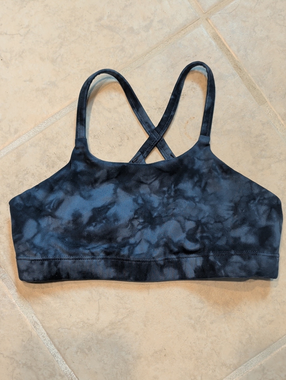 Athleta Black Tie-Dye Crisscross Sports Bralette